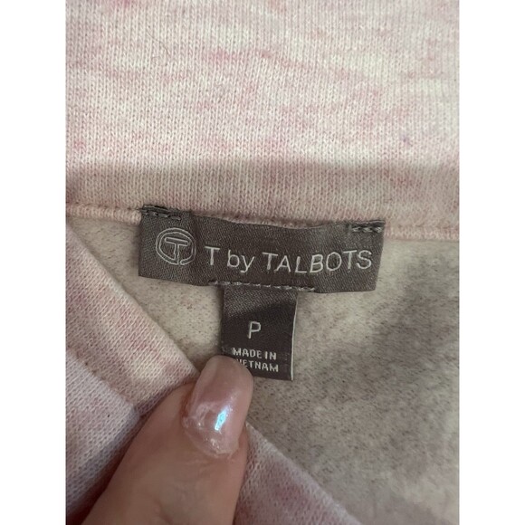 T by Talbots Lot of 2 Pullover Crossover High Neck Textured Cream & Pink Petite - Picture 9 of 13